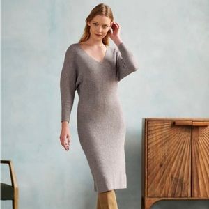 NWT White + Warren Cashmere V-neck Dress S